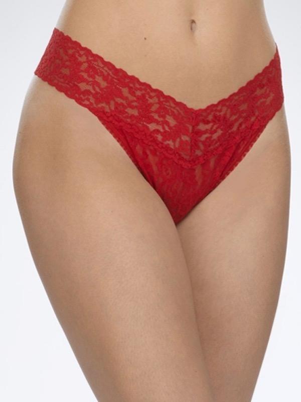 Hanky Panky THONGS ONE SIZE / Red Sexy Sheer Lace High Rise Thong Panties