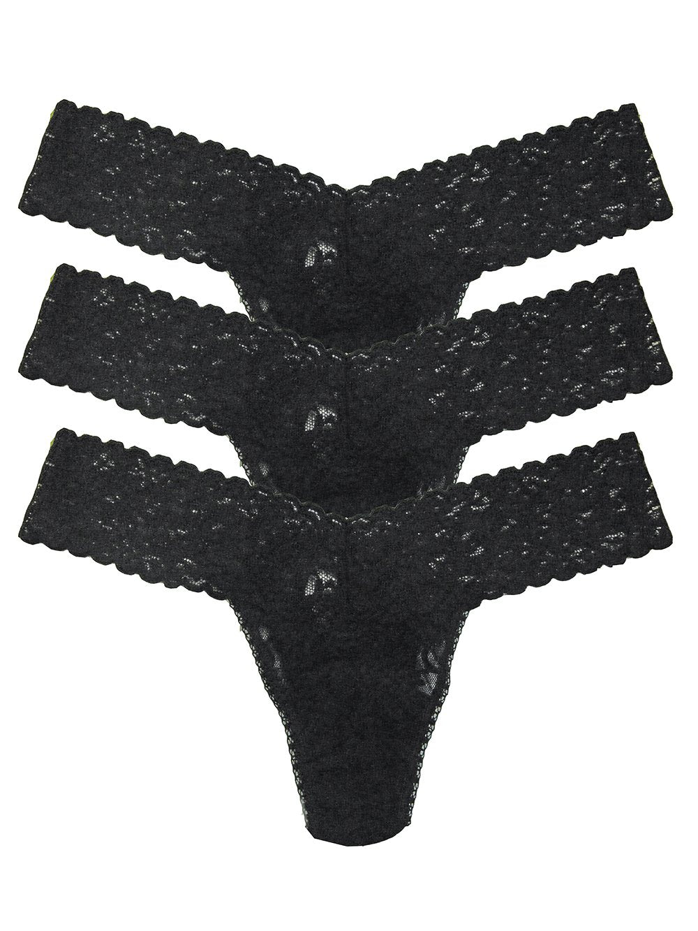 Hanky Panky 3 Pack Stretch Lace Low Rise Thongs - HauteFlair