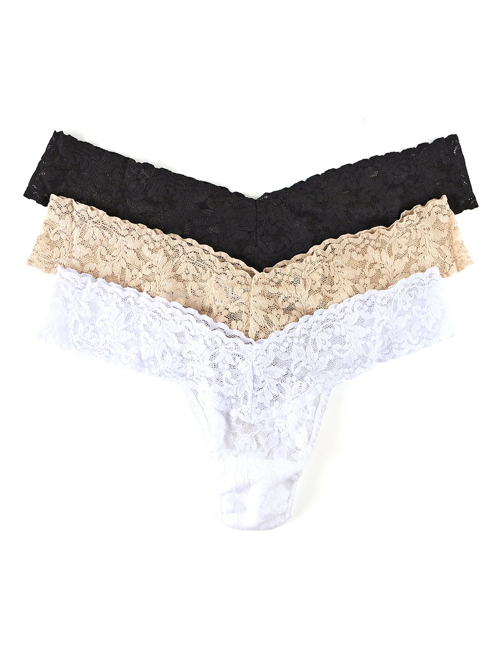 HauteFlair Panties Black Chai White 3 Pack Low Rise Thongs