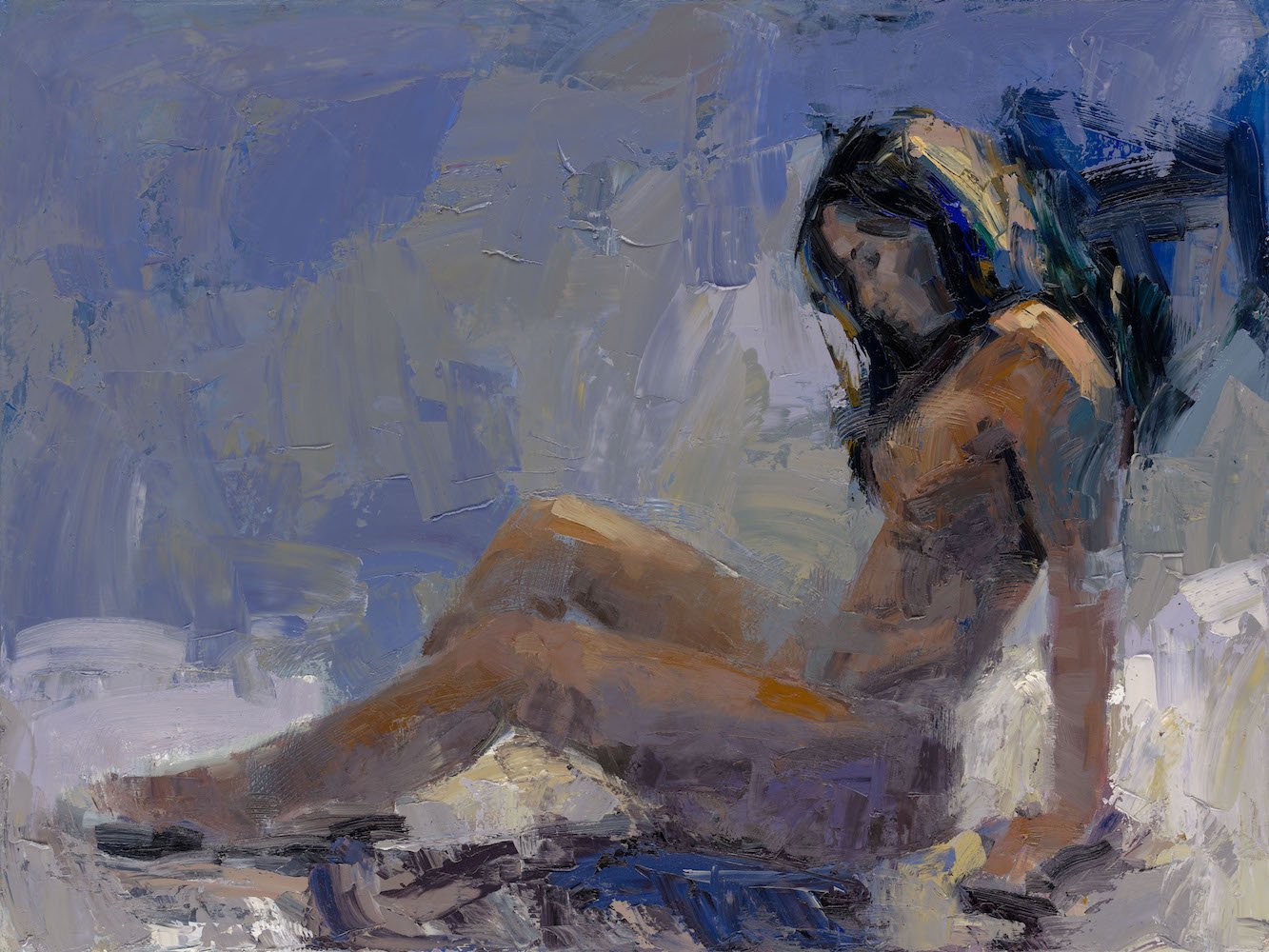 ibestudio Art 30x40 / Figurative / Limited Edition Giclee Print On Canvas Seated Nude - Painting - Limited Edition Giclee on canvas