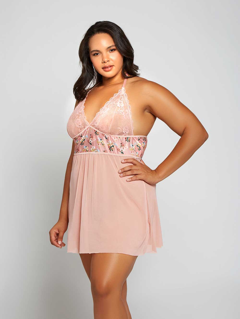 iCollection Plus Size Babydoll Peony Plus Size Babydoll