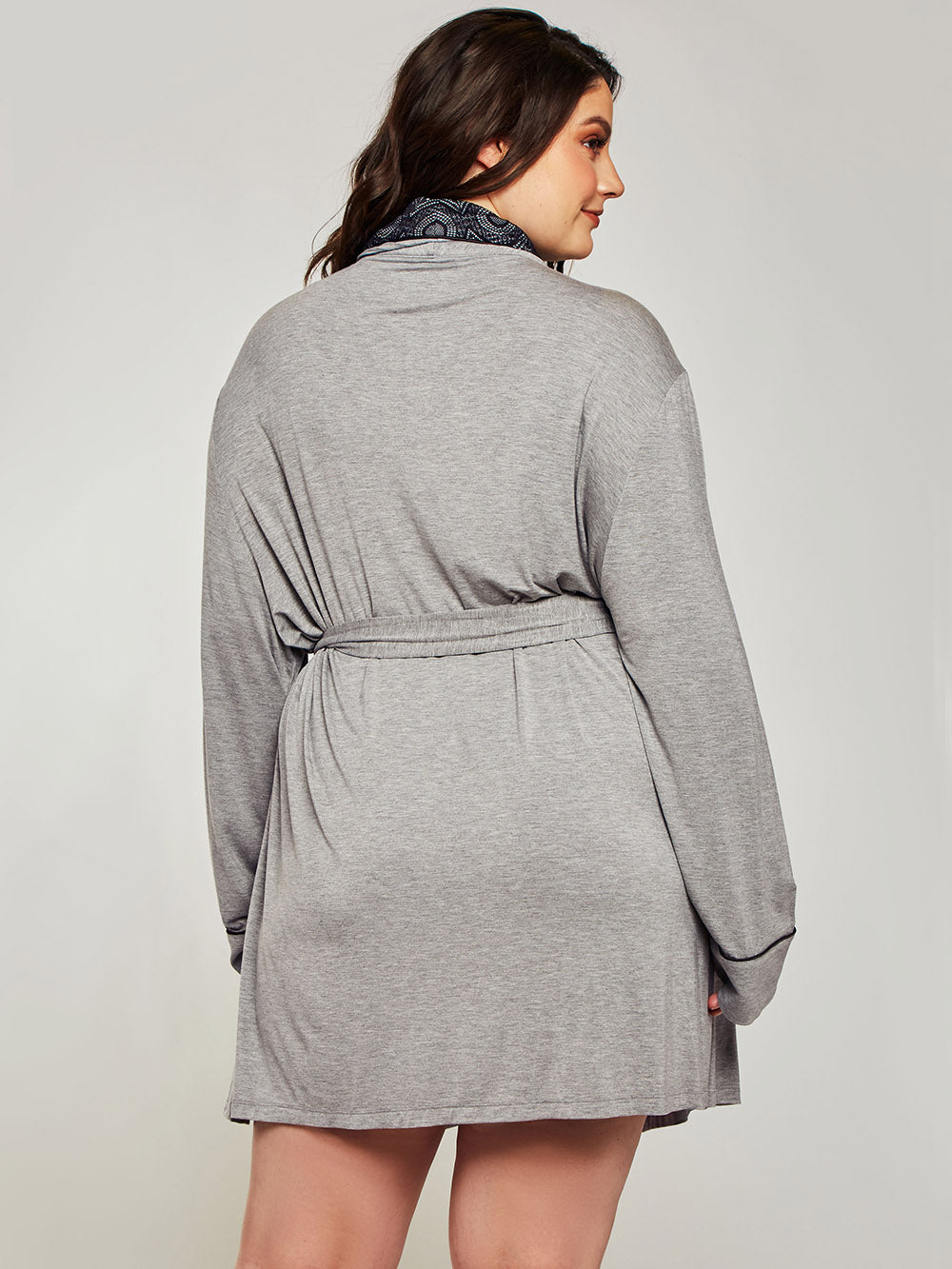 iCollection Plus Size Sleepwear Gray / 1X Rhea Plus Size Robe