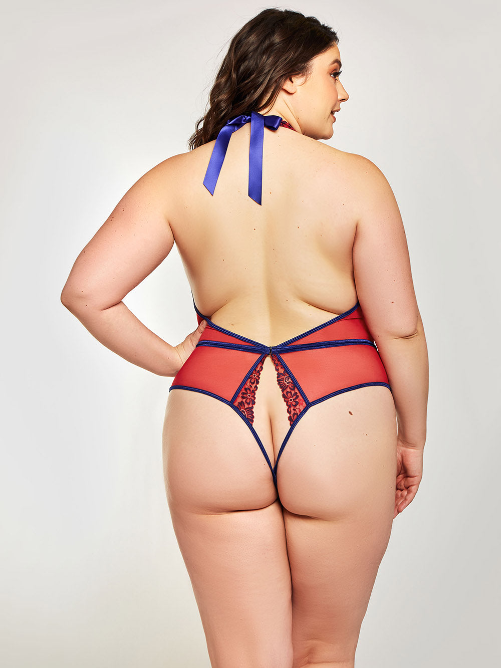 iCollection Plus Size Teddy Lingerie Red / 1X Julia Plus Size Teddy