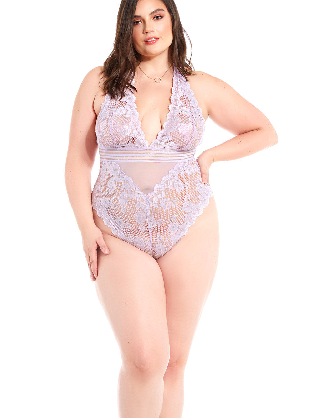 iCollection Plus Size Teddy Lingerie Lilac / 1X Florence Plus Size Teddy
