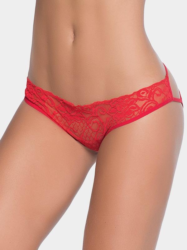 Mapale S / Red Low Rise Lace Cage Panty