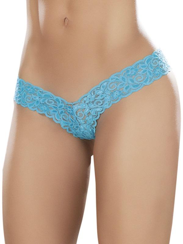 Mapale Sexy Thongs S / Turquoise Low Rise Lace Thong