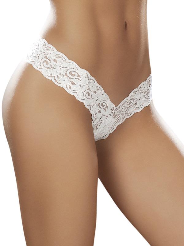 Mapale Sexy Thongs S / White Low Rise Lace Thong