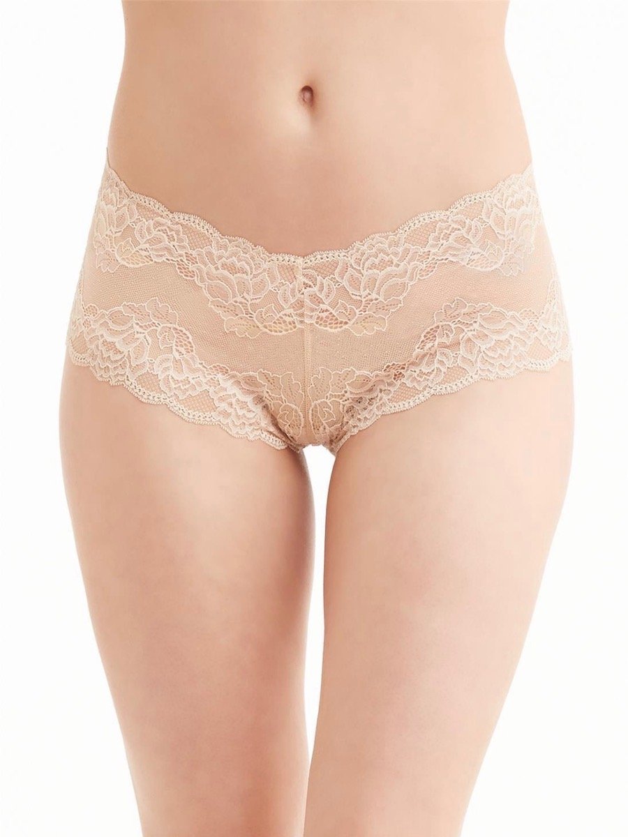 Montelle Intimates Panties S / Nude Montelle Sexy Sheer Lace Cheeky Panties