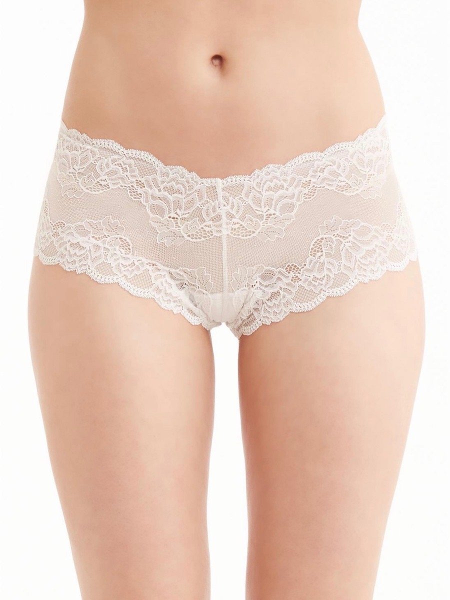 White Sheer Mesh Panty - Montelle Intimate Sheer Lace Cheeky Panties | HauteFlair