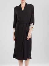 Natori Robes S / Black /Cocoon Natori Luxe Shangri-la Long Robe