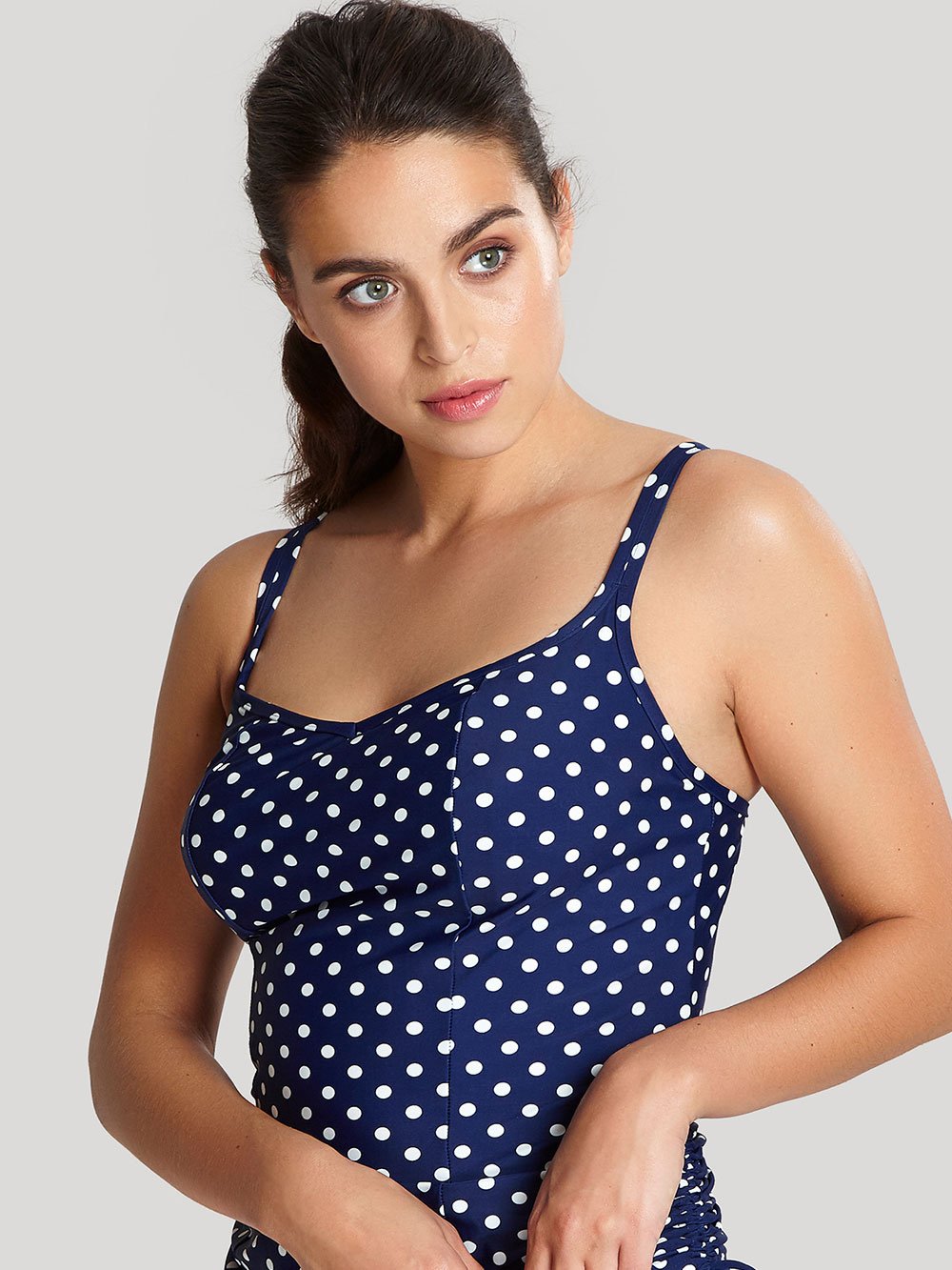 Panache Swim Swimwear Navy/ Ivory / 32 / E Spotted Tankini Swimwear Top SW1011