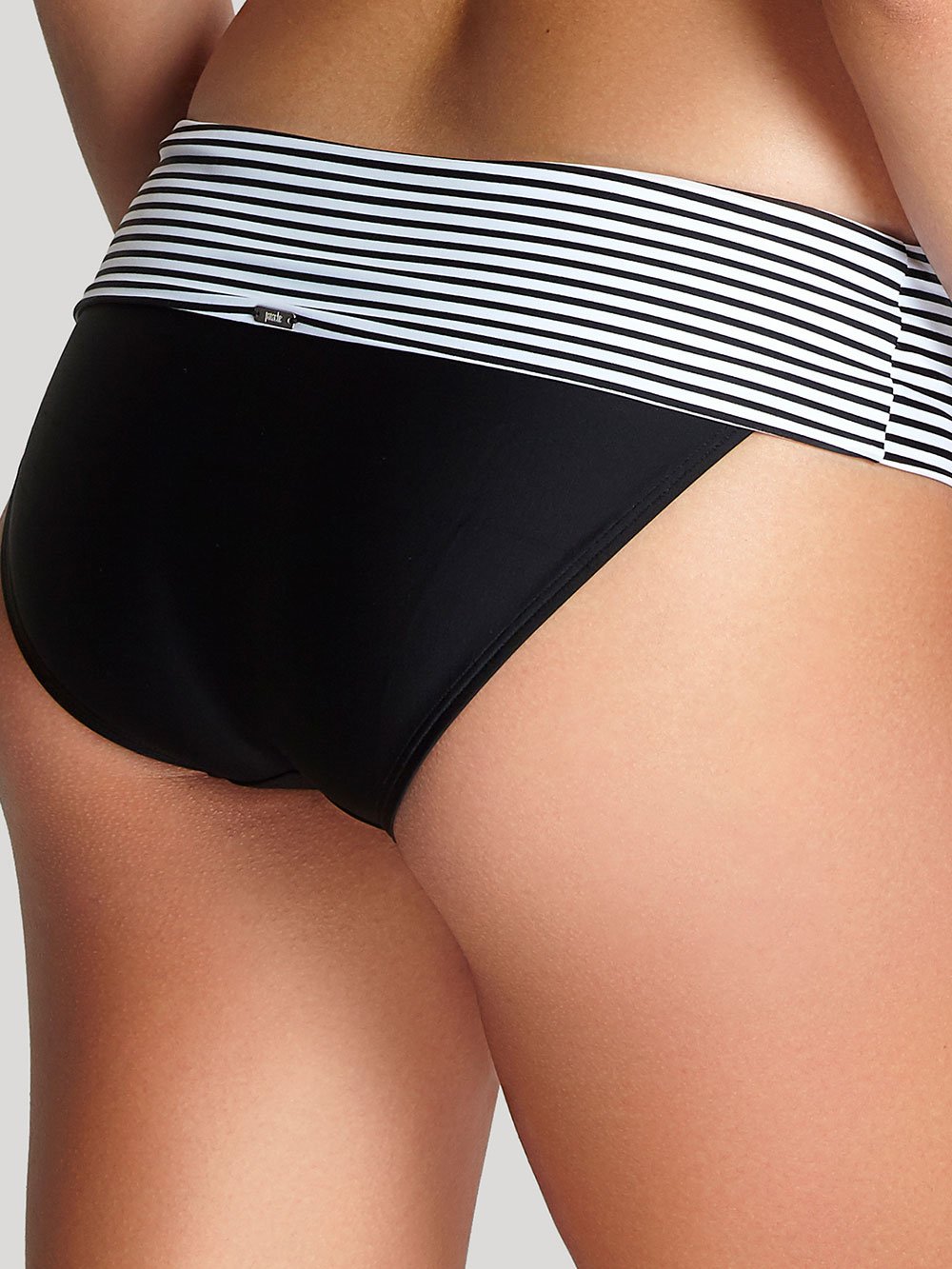 Panache Swim Swimwear XS / pan_black_white Stripe Folded Bikini Bottom