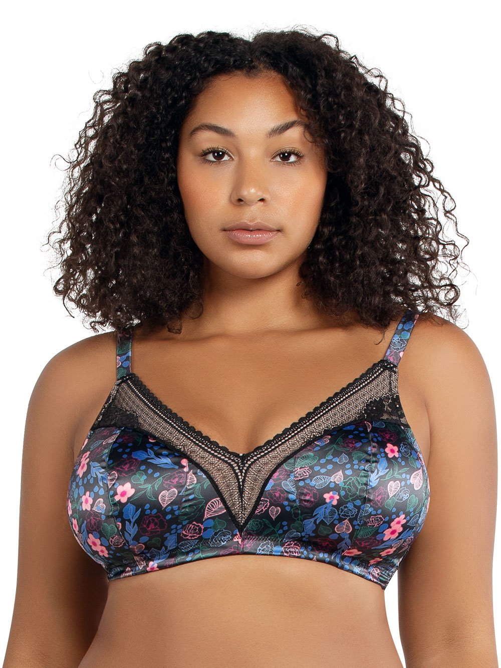 Parfait Bras 32 / B / Black With Floral Jade Padded Bralette - Black With Floral