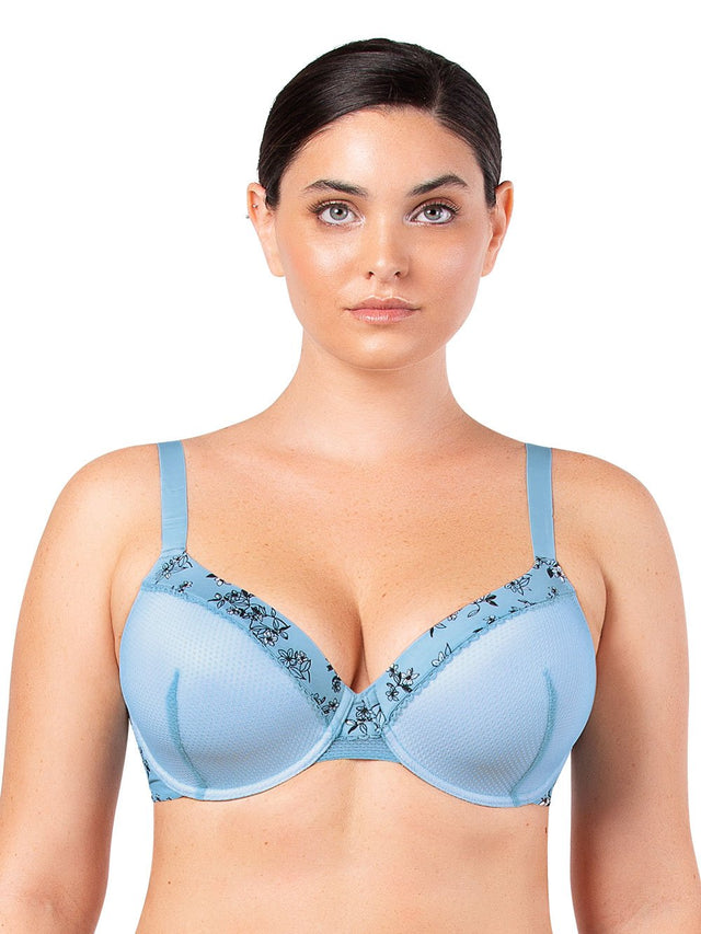 Parfait Bras 32 / B / Dream Blue With Floral Print Ivy Contour Bandless Bra - Dream Blue With Floral Print