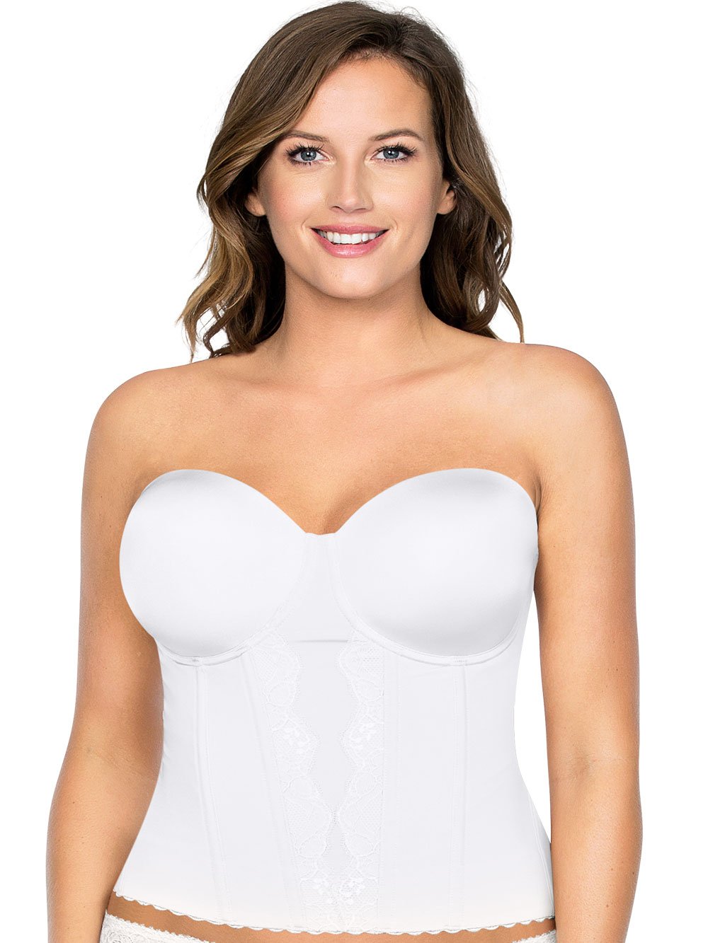 Parfait Bras 32 / B / Pearl White Elissa Low-Back Bustier Bridal Corset- Pearl White