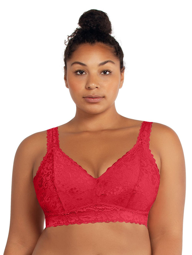 Parfait Bras 32 / D / Racing Red Adriana Lace Bralette in Red