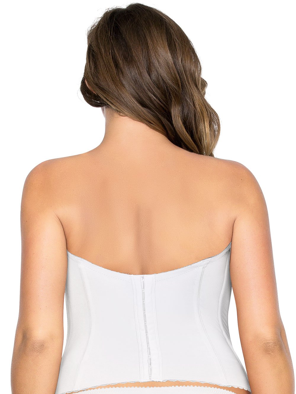 Dominique Lace Low Back Plunge Strapless Push Up Bustier Style 7759 - White