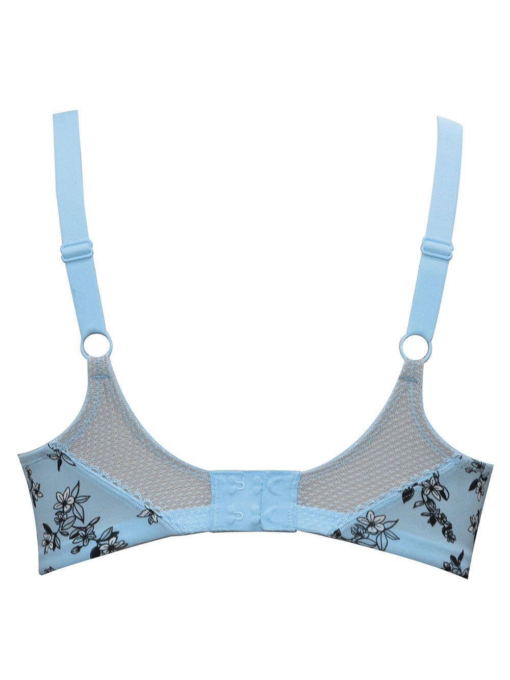 Ivy Contour Bandless Bra - Dream Blue With Floral Print - HauteFlair