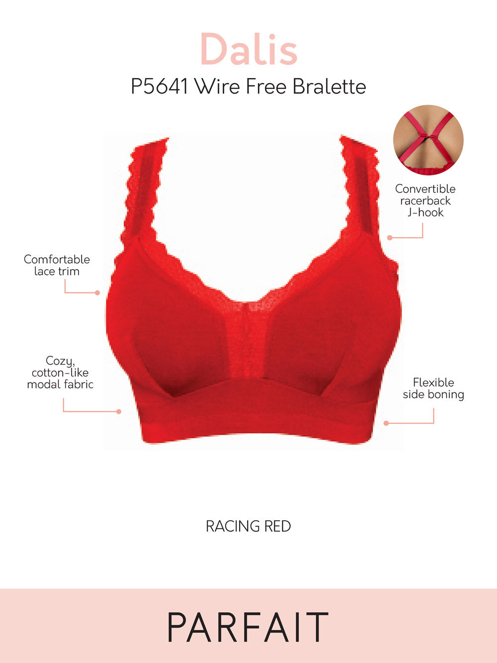 Parfait Bras Parfait Dalis Wire Free Bralette - Racing Red