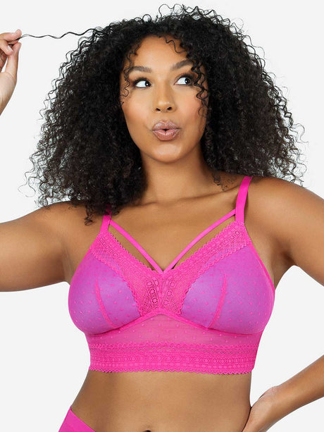 Parfait Bras Parfait Mia Dot Wire-free Padded Mesh Bralette - Bright Pink