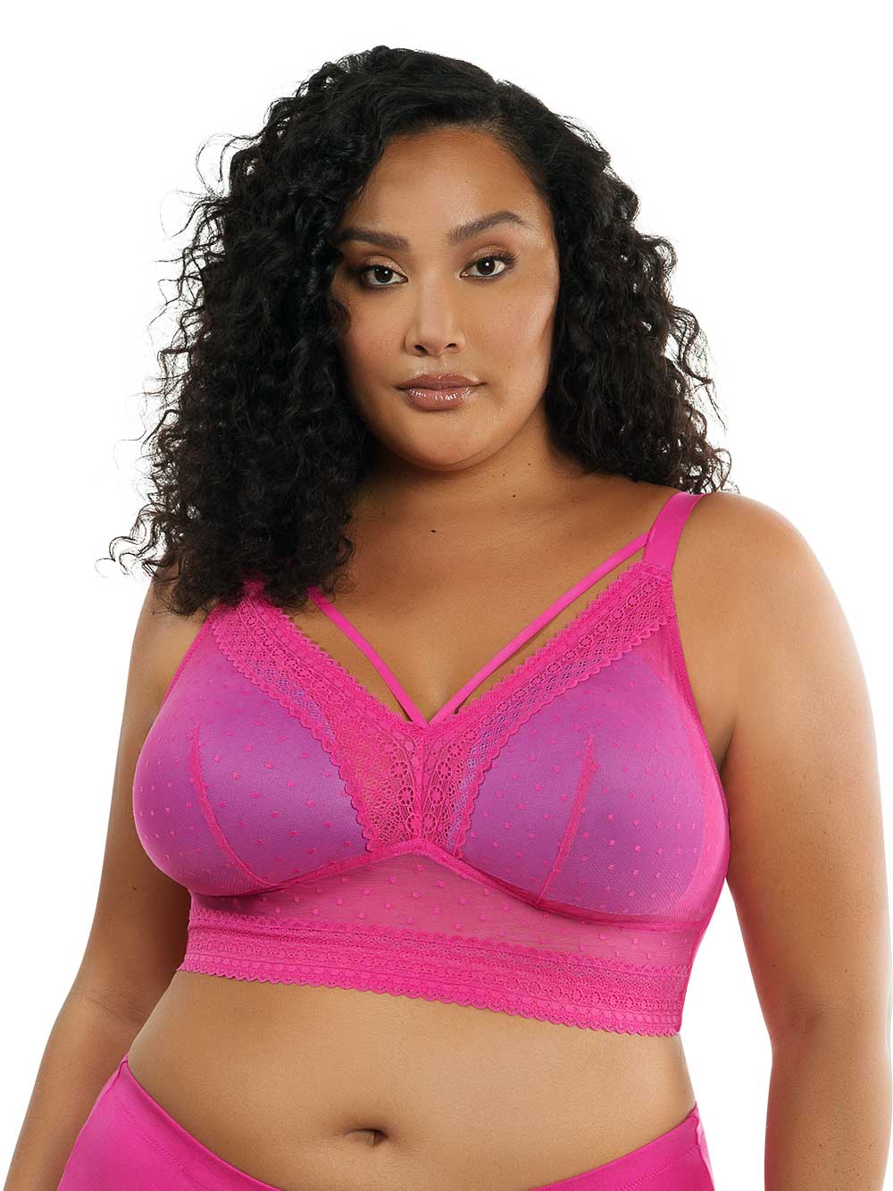 Parfait Bras Parfait Mia Dot Wire-free Padded Mesh Bralette - Bright Pink