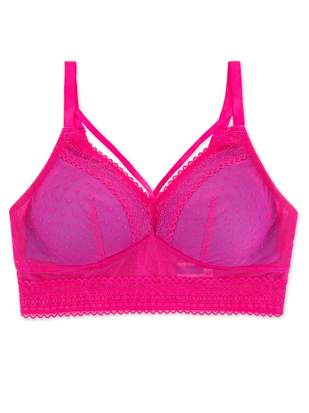 Parfait Mia Dot Wire-free Padded Mesh Bralette - Bright Pink - HauteFlair