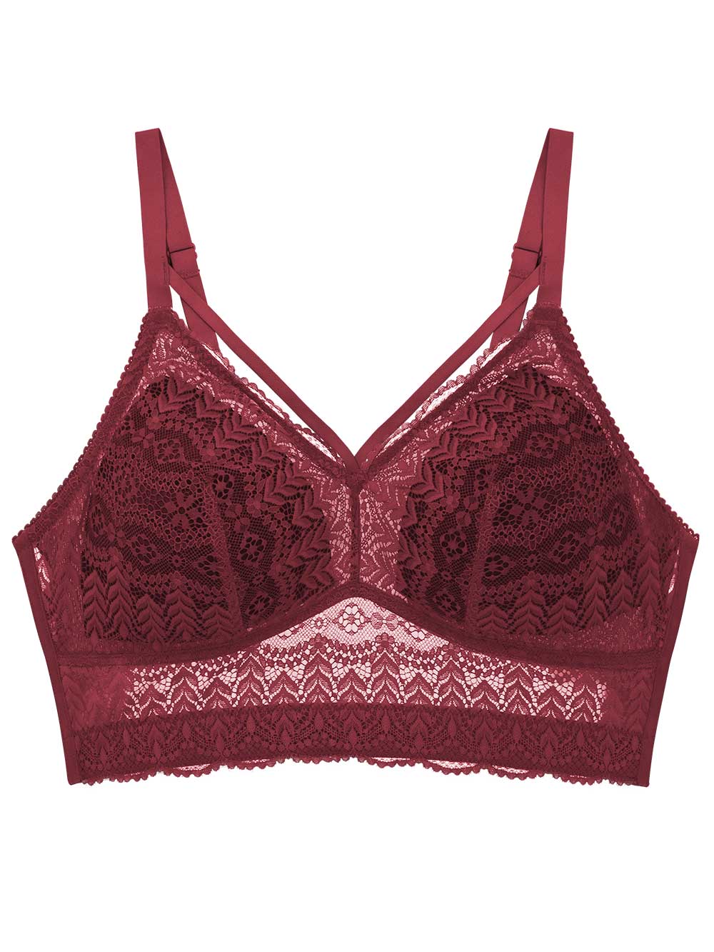 Parfait Mia Lace Wire-free Padded Lace Bralette - Rio Red - HauteFlair