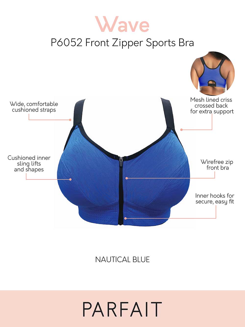 Parfait Bras Parfait Wave Wire-free Zip Front Sports Bra