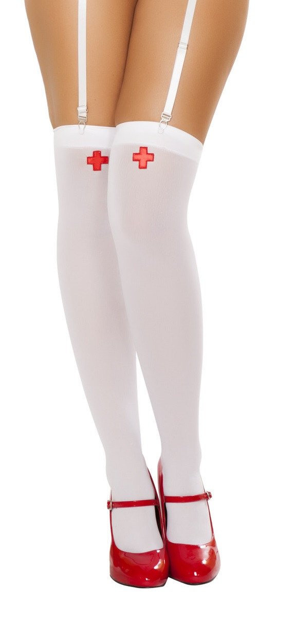 Roma Costume Costumes One Size / White/Red ST4758 - Nurse Stockings