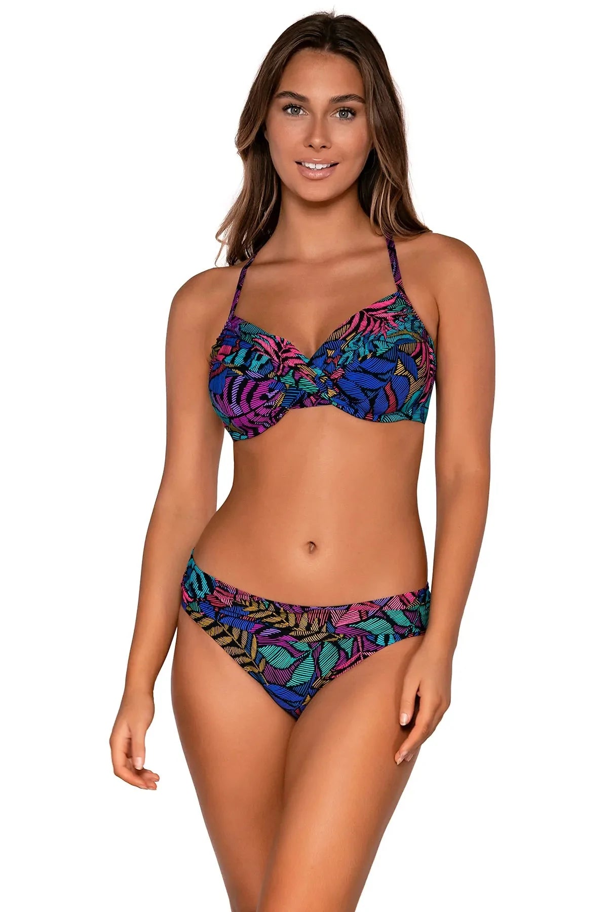 Swimsuits For All Women's Plus Size Bra-Sized Cross-Front Tankini Top 46 Dd  Black Paradise Floral